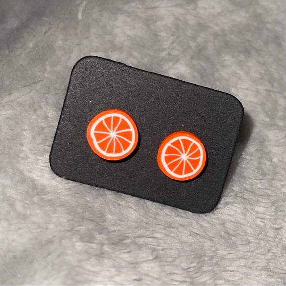 New Handmade Artisan Orange Slices Polymer Clay Hypoallergenic Stud Earrings - Picture 2 of 7